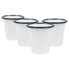 Argon Tableware White Enamel Tumblers - 300ml - Blue - Pack of 3 Blue