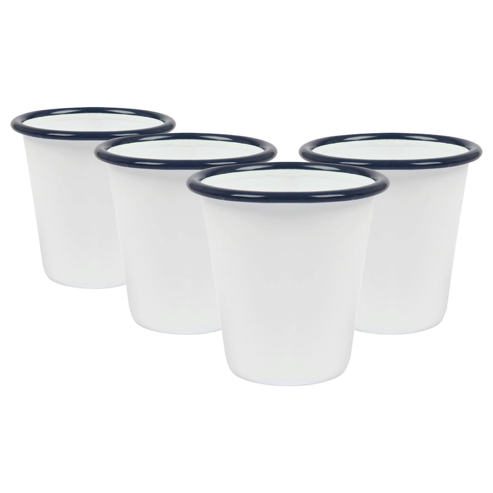 image 1 of Argon Tableware White Enamel Tumblers - 300ml - Blue - Pack of 3 Blue