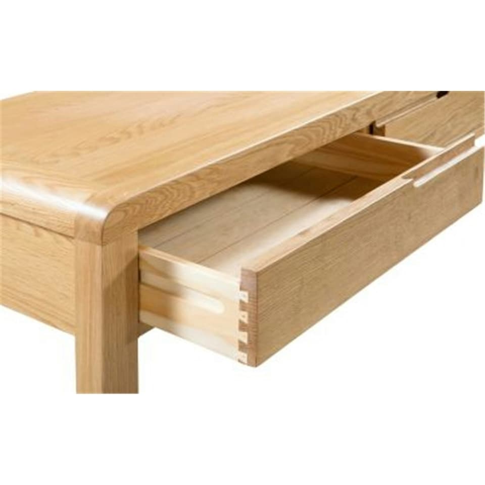 image 1 of Oak Curve 2 Drawer Dressing Table & Stool