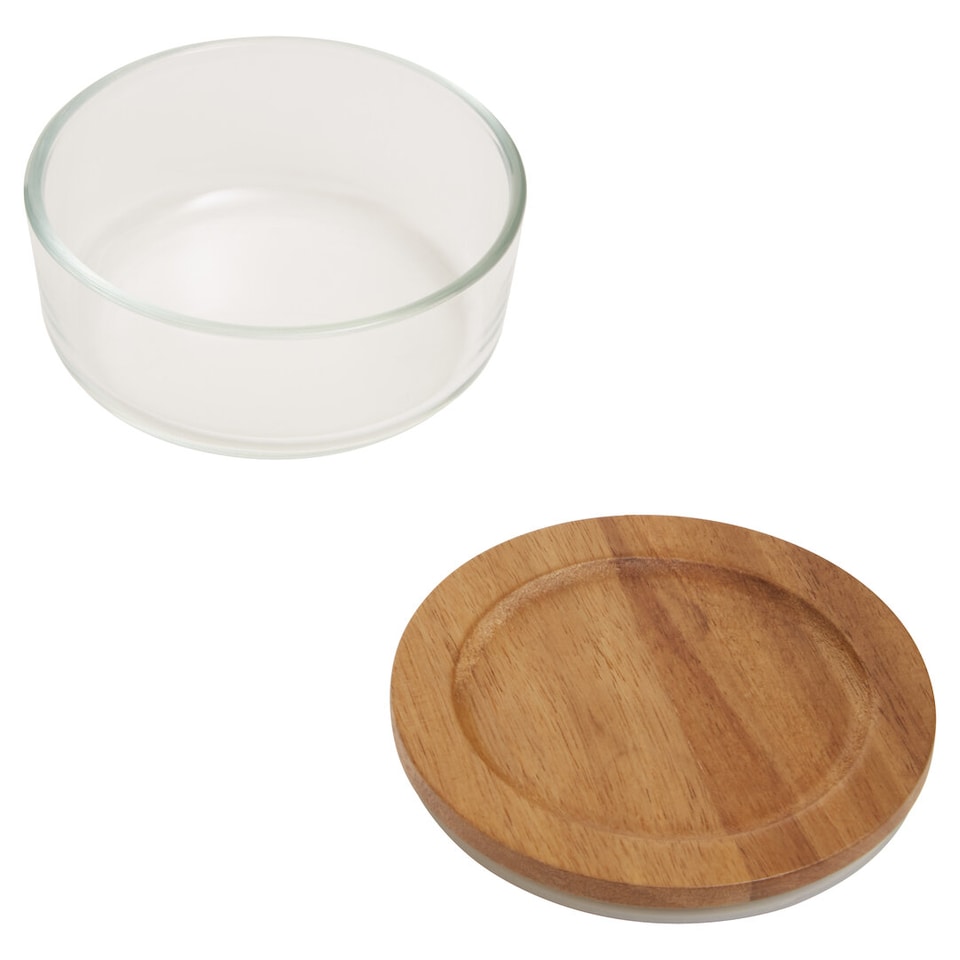 image 1 of Freska 300ml Glass Container With Acacia Lid