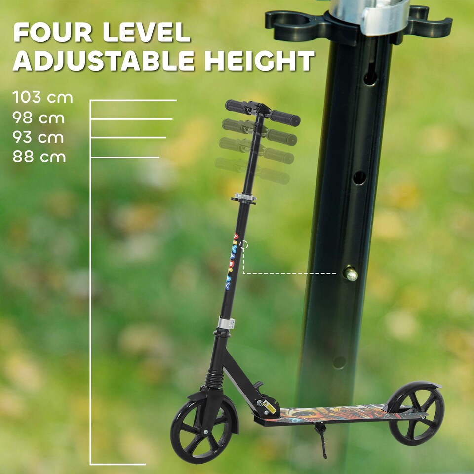 image 1 of AIYAPLAY Kids Scooter, Foldable Kick Scooter w/ Adjustable Handlebar, Black