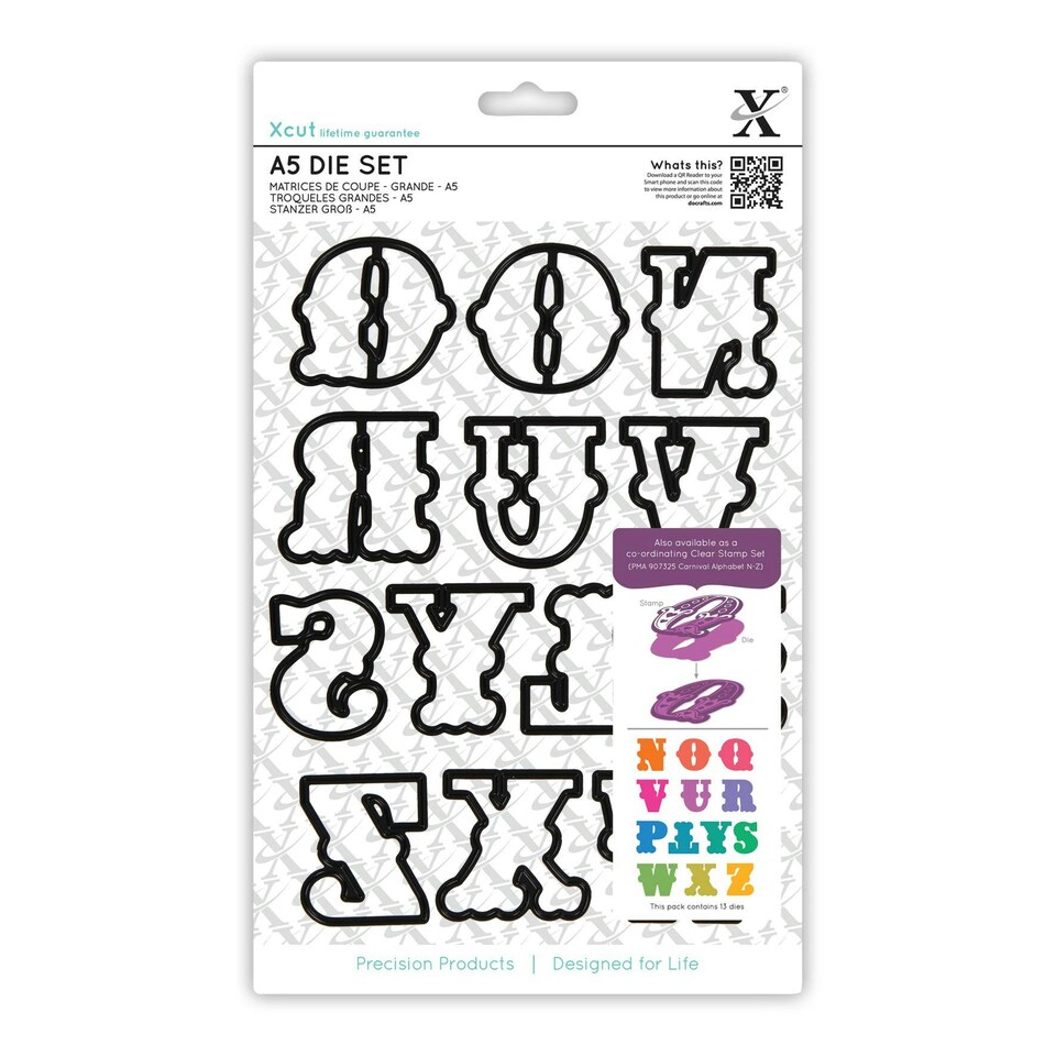 Xcut Dies Set (13pcs) - Carnival Alphabet N-Z, Silver, A5