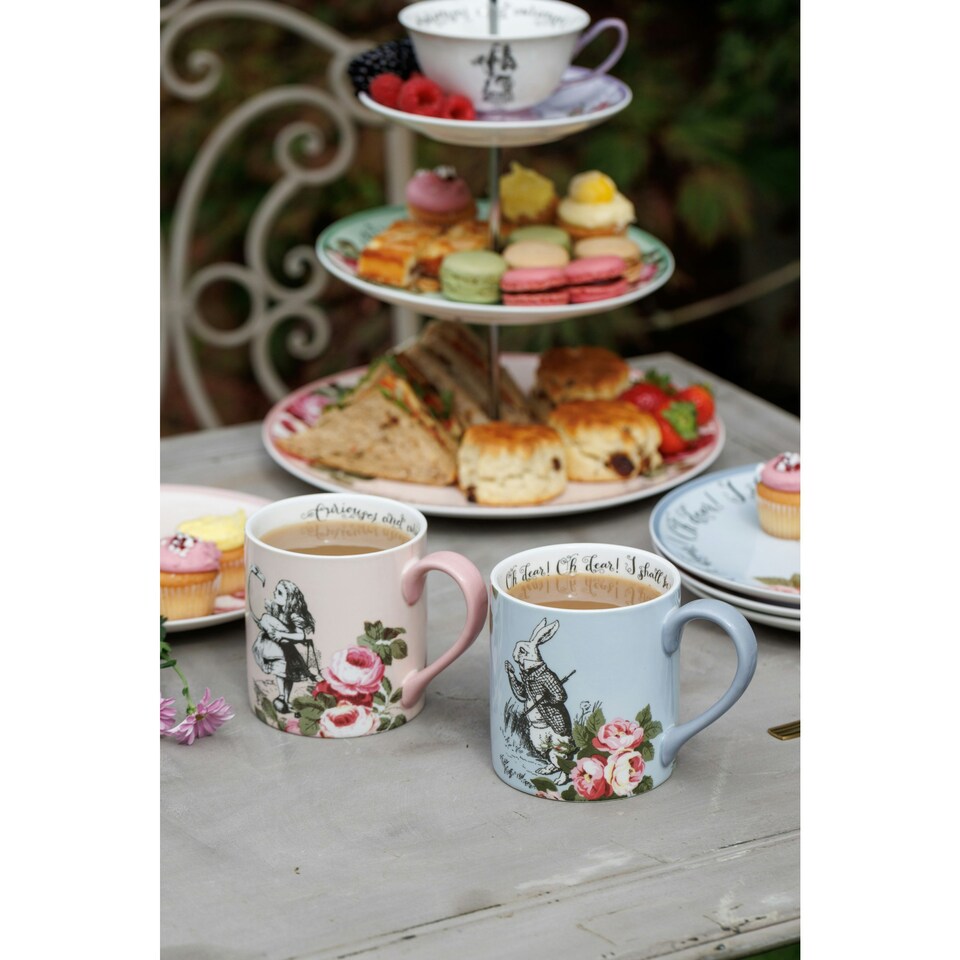 image 1 of Mikasa Alice in Wonderland Mug Set Bone China 380ml Set of 2 | Multi | 2
