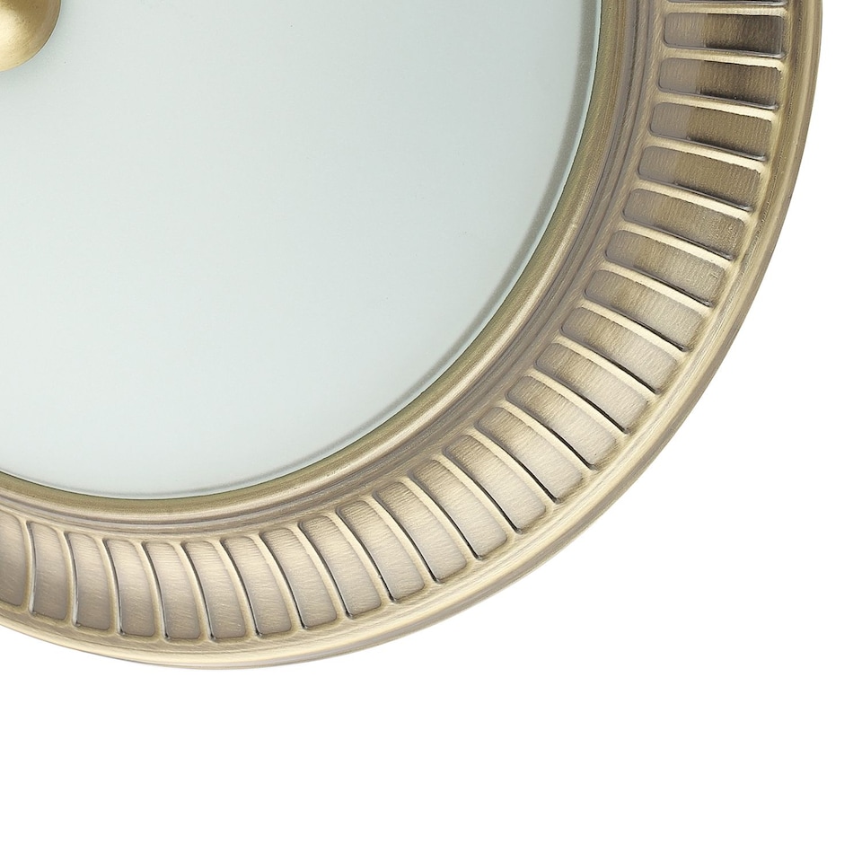 image 1 of Traditional Antique Brass Flush Ceiling Light Fitting with White Glass Diffuser | Gold | Antique Brass | 1
