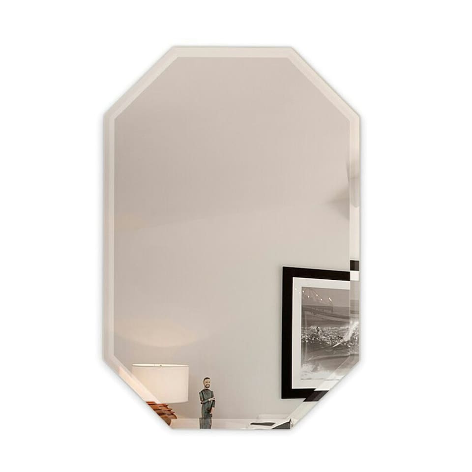 image 1 of Living and Home Wall Mounted Diamond Mirror with Beveled Edge - 40cm x 60cm