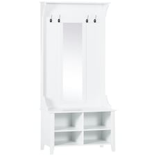 HOMCOM Hallway Furniture Set Shoe Bench Storage Mirror Cabinet Hooks