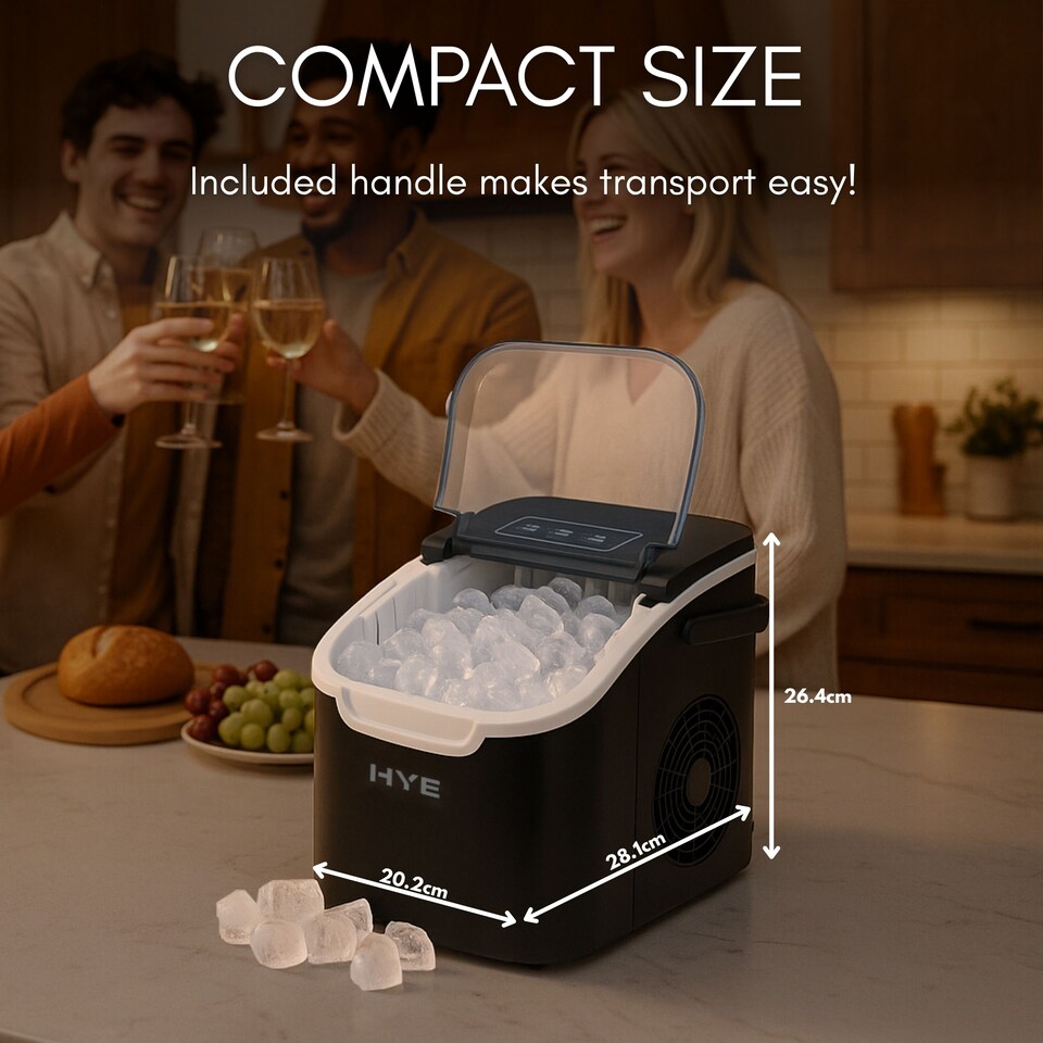 image 1 of HYE Ice Maker Machine 12KG Per Day Electric Ice Cube Maker Black - IM12KB27