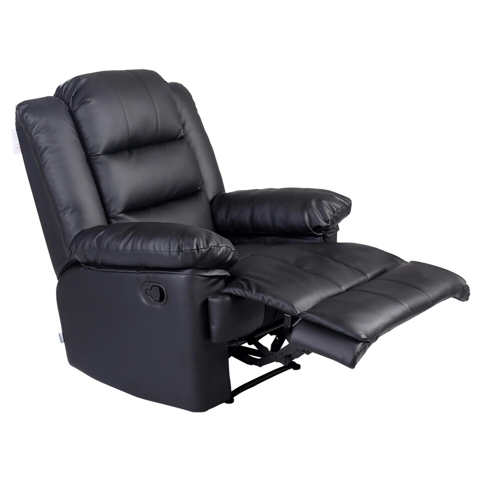 image 1 of Loxley Bonded Leather Manual Recliner Armchair Sofa Home Lounge Chair (Black)