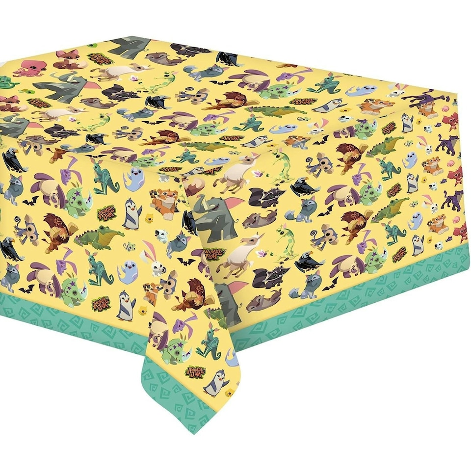 Animal Jam Party Showroom Plastic Characters Party Table Cover - Yellow/Multicoloured - One Size