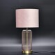 image 6 of First Choice Lighting Set of 2 Walpole Blush Glass and Antique Brass 49cm Table Lamps with Pink Velvet Shade Bronze | Pink