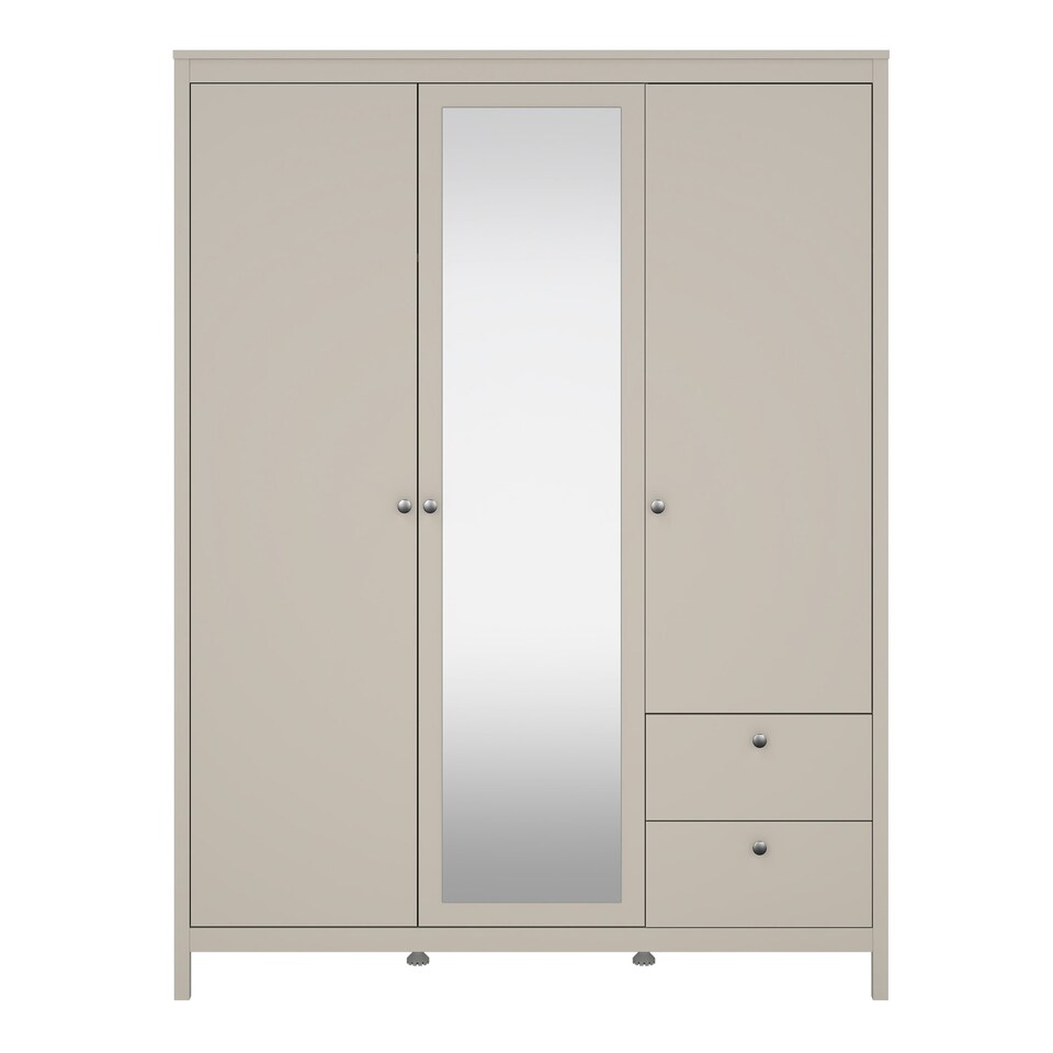 image 1 of Madrid Wardrobe with 2 Doors + 1 Mirror Door + 2 Drawers in Cashmere Cream