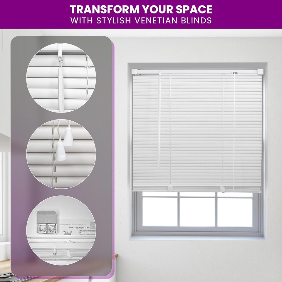 image 1 of PVC Venetian Blinds | 25mm Slats | Waterproof, Easy Clean