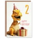 image 1 of T-Rex Dinosaur Party Hat Kids Age 2 Year Old Child Kids 2nd Birthday Card