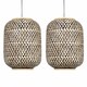 image 1 of First Choice Lighting Set of 2 Tonia Mixed Bamboo Weaved Pendant Lightshades Brown
