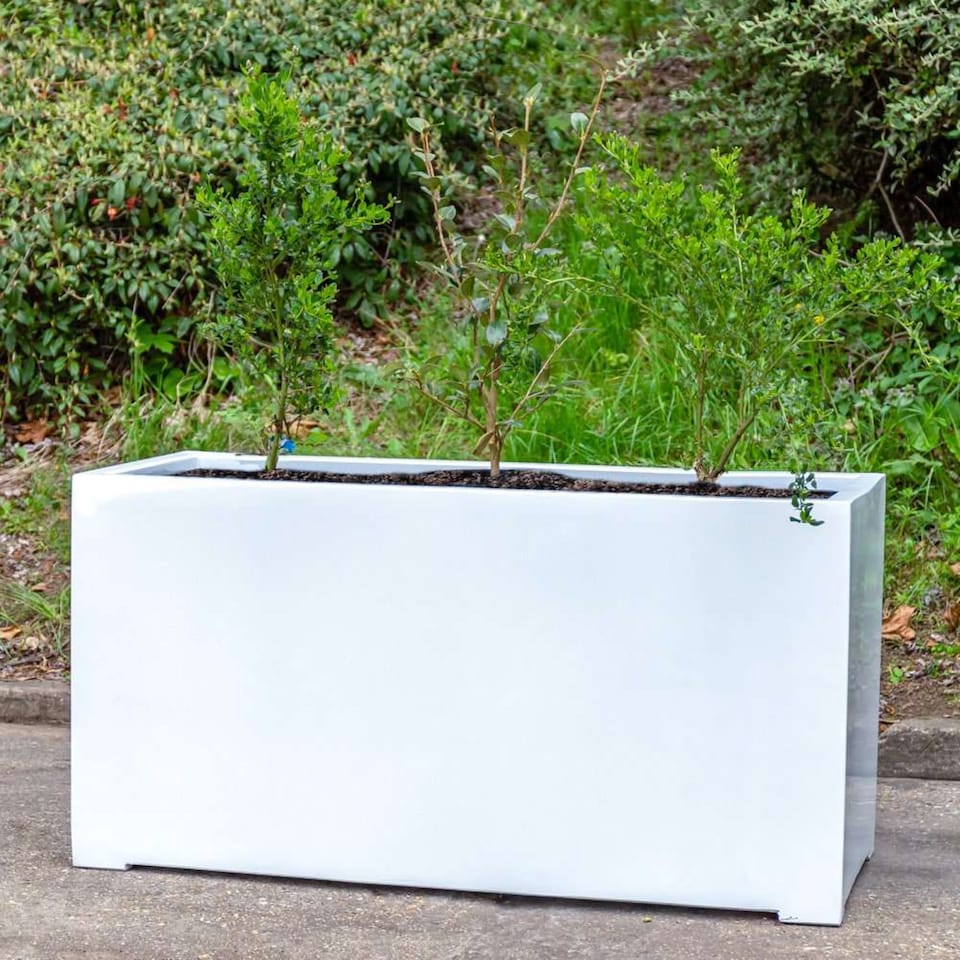 image 1 of Primrose Stone Composite White Trough Outdoor Garden Planter 120cm