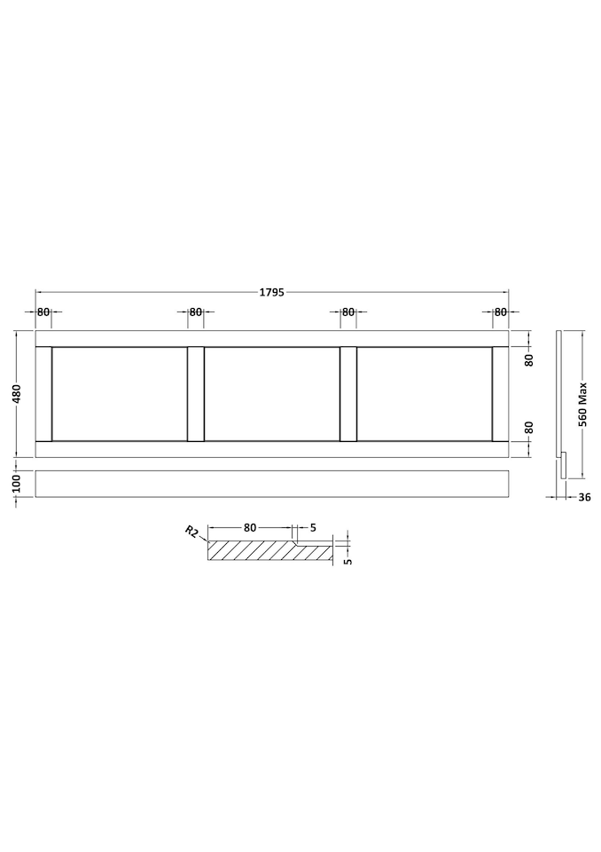 image 1 of Balterley 1800mm Front Panel WGBLUE
