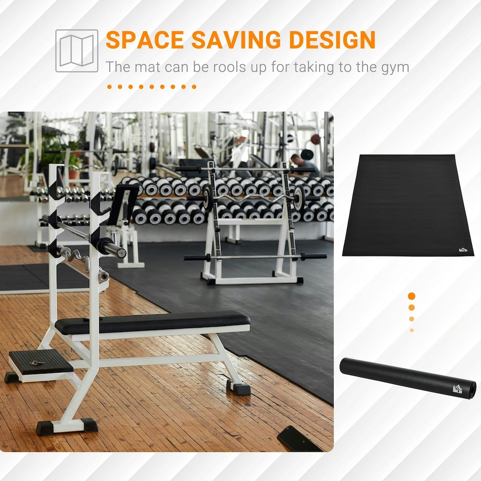 image 1 of HOMCOM 6mm Thick Gym Equipment Mat Non-slip Floor Protector Mat 180 x 90 x 0.6cm