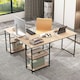 image 3 of COSTWAY L-Shaped Computer Desk Writing Desk Workstation Natural N/A