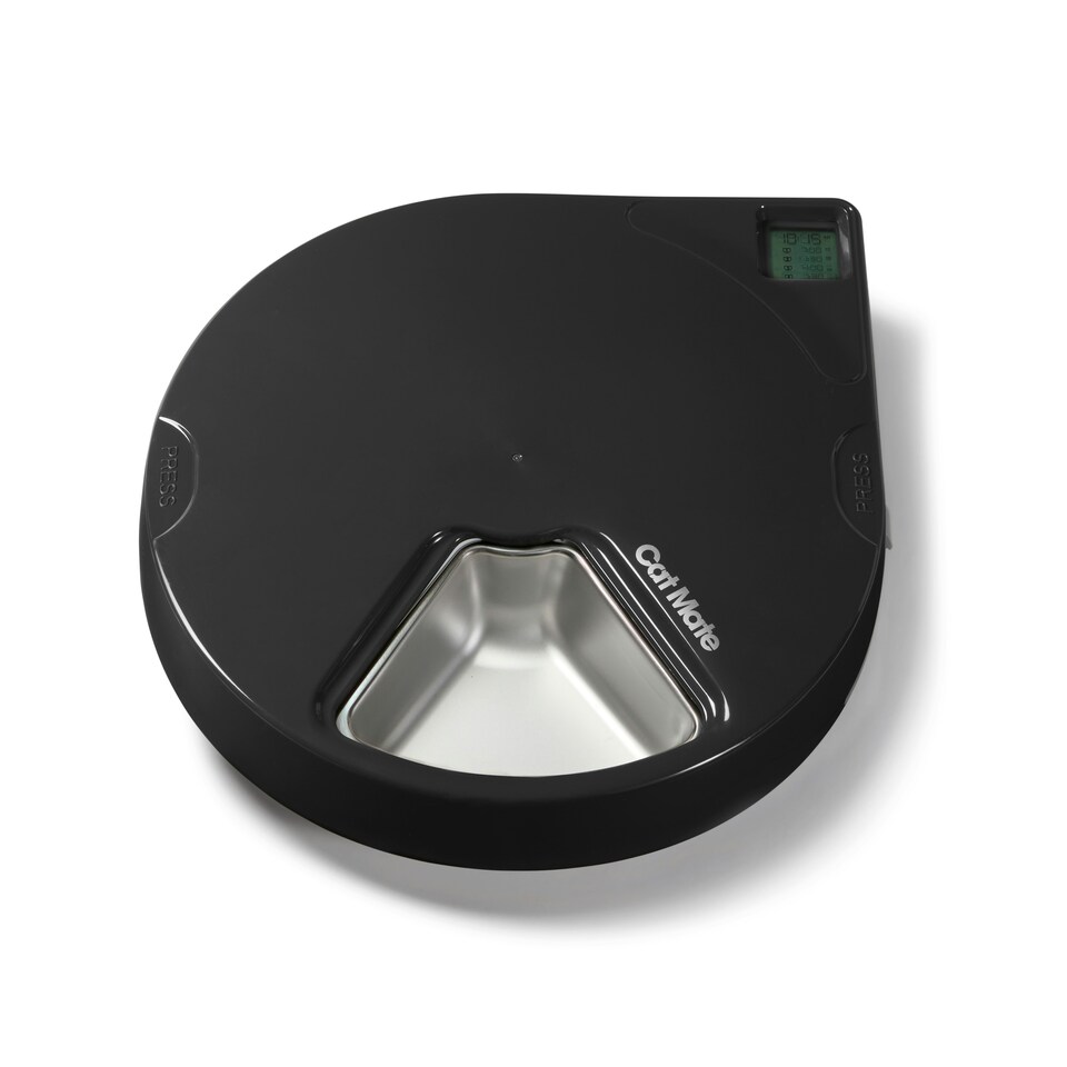 image 1 of Cat Mate Five-meal Automatic Pet Feeder with Stainless Steel Bowl Inserts (C500) - Anthracite Grey Grey