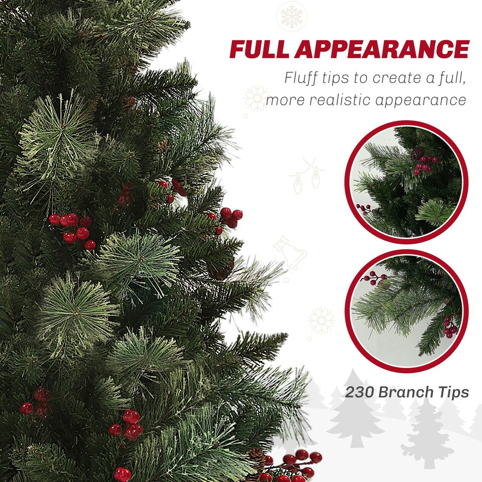 image 1 of HOMCOM 1.2m Prelit Christmas Tree with 100 Warm White LED Lights and 8 Modes