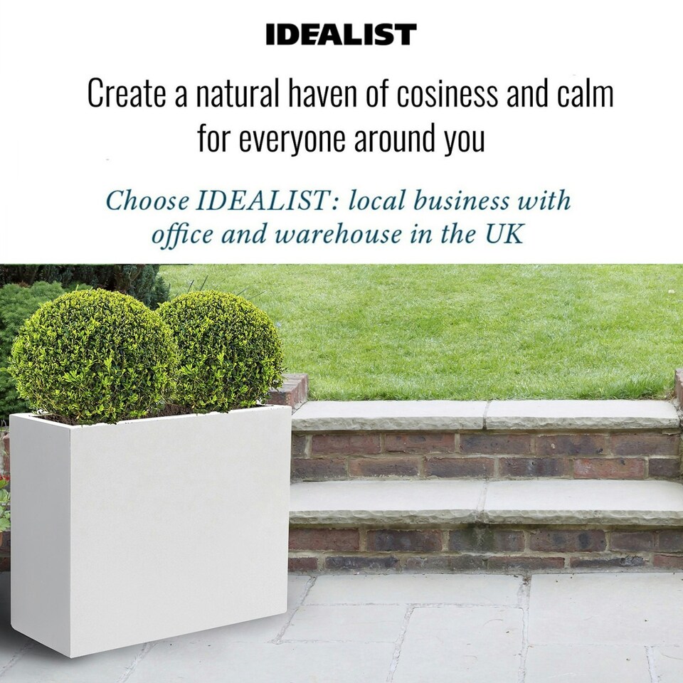 image 1 of Narrow Light Concrete White Trough Planter H50.5 L60 W30 cm, 91 ltrs Cap.