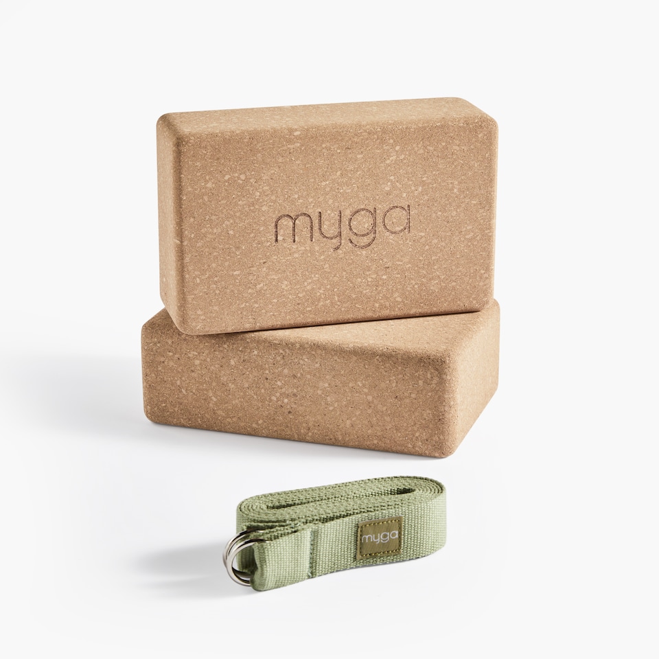 image 1 of Myga Pair of Cork Blocks and Strap - Moss