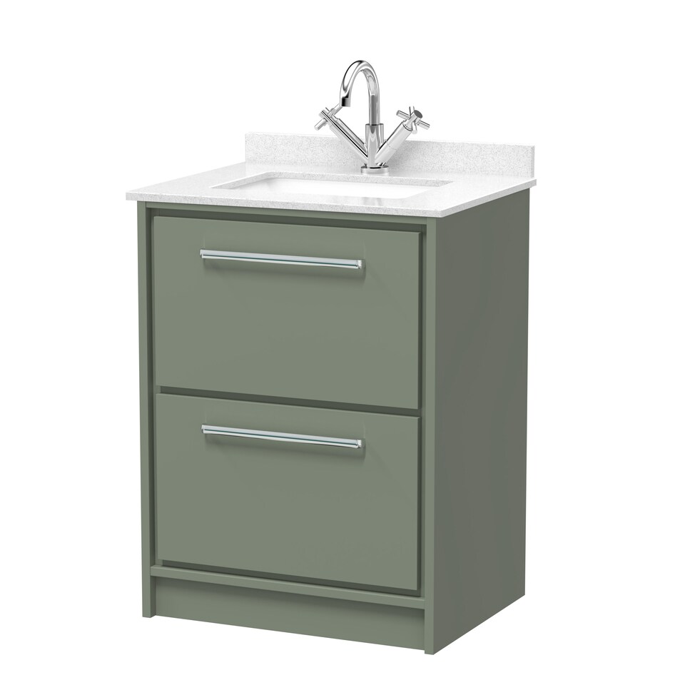 image 1 of Balterley Floor Standing 2 Drawer Vanity with Marble Worktop Basin | Green | Reed Green | 878 x 620 x 470mm