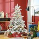 image 2 of HOMCOM 5ft Prelit Snow Flocked Artificial Christmas Tree with Warm White LED Light and 931 Tips, Metal Base, Snowy Realistic Xmas Tree