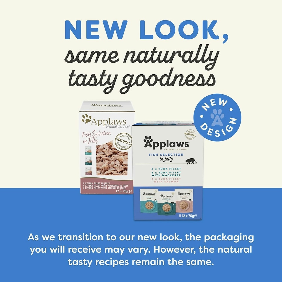image 1 of Applaws Natural Wet Cat Food Pouch, Fish Selection in Jelly 70 g (12 x 70 g Pouches)