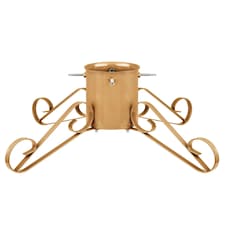 Holly International Traditional Metal Scroll Leg Christmas Tree Stand for Real Trees to 3m - Gold