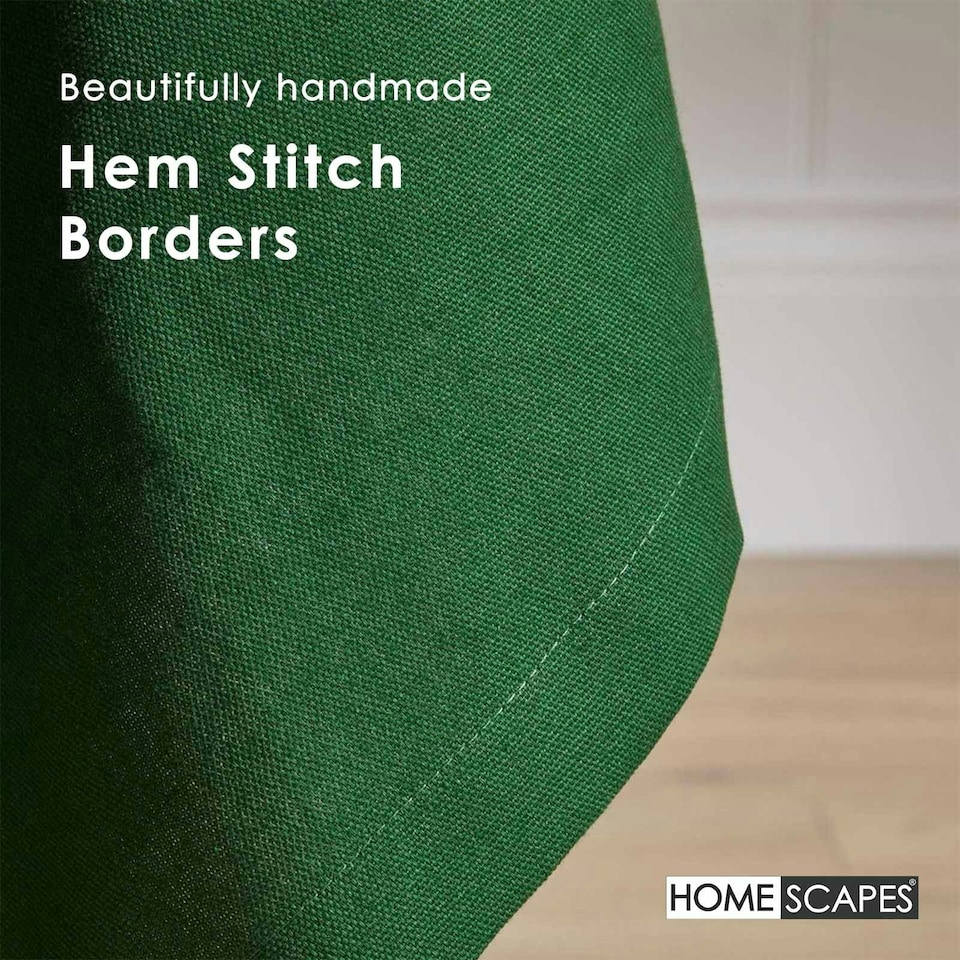 image 1 of Homescapes Plain Cotton Dark Green Tablecloth - 178 x 305 cm Green