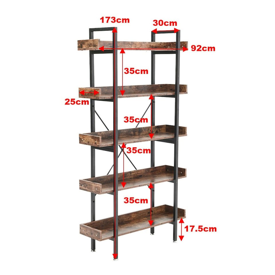 image 1 of Living and Home Shelving Unit Bookcase Display Shelf 5-Tier - Brown
