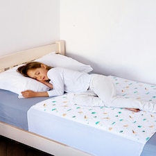 Toddler Potty Training Bed Pad with Tucks - Soft Waterproof Bedwetting Pee Protector Mat for Kids - Multi-Layer Non-Slip Washable Absorbs Up to 2000ml 90 x 85cm White | Explorer | Single