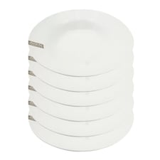Set Of 6 Rimmed Porcelain Serving Plates Plain Dinnerware Kitchenware