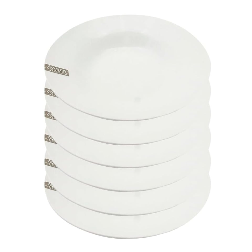 image 1 of Set Of 6 Rimmed Porcelain Serving Plates Plain Dinnerware Kitchenware