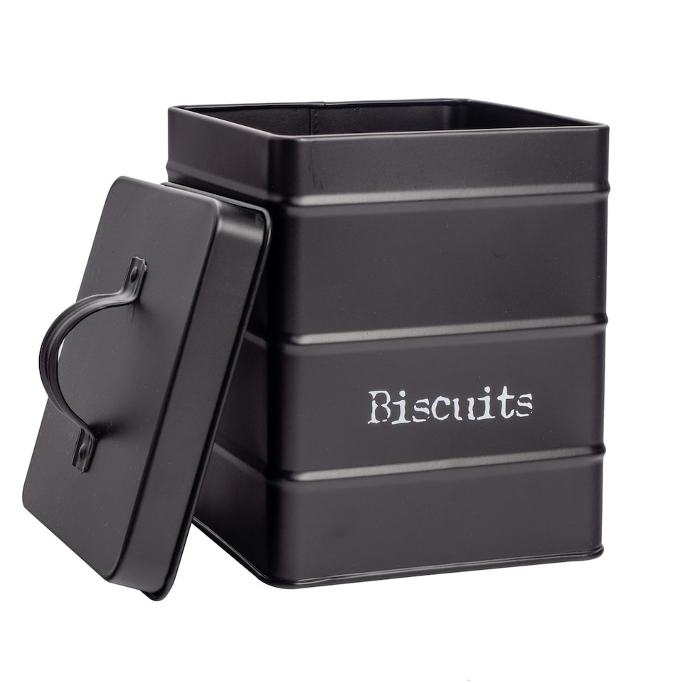 image 1 of Harbour Housewares Vintage Metal Kitchen Biscuit Tin - Black