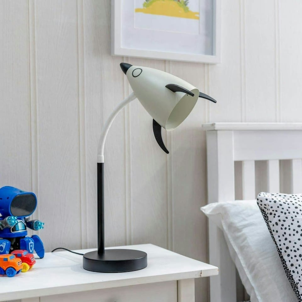 image 1 of ValueLights Adjustable Rocket Matte Blue Table Lamp and Integrated Bulb
