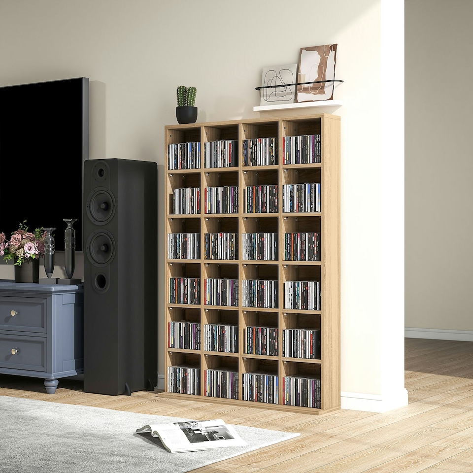 image 1 of HOMCOM DVD CD Media Storage Rack, Video Display Unit, Natural