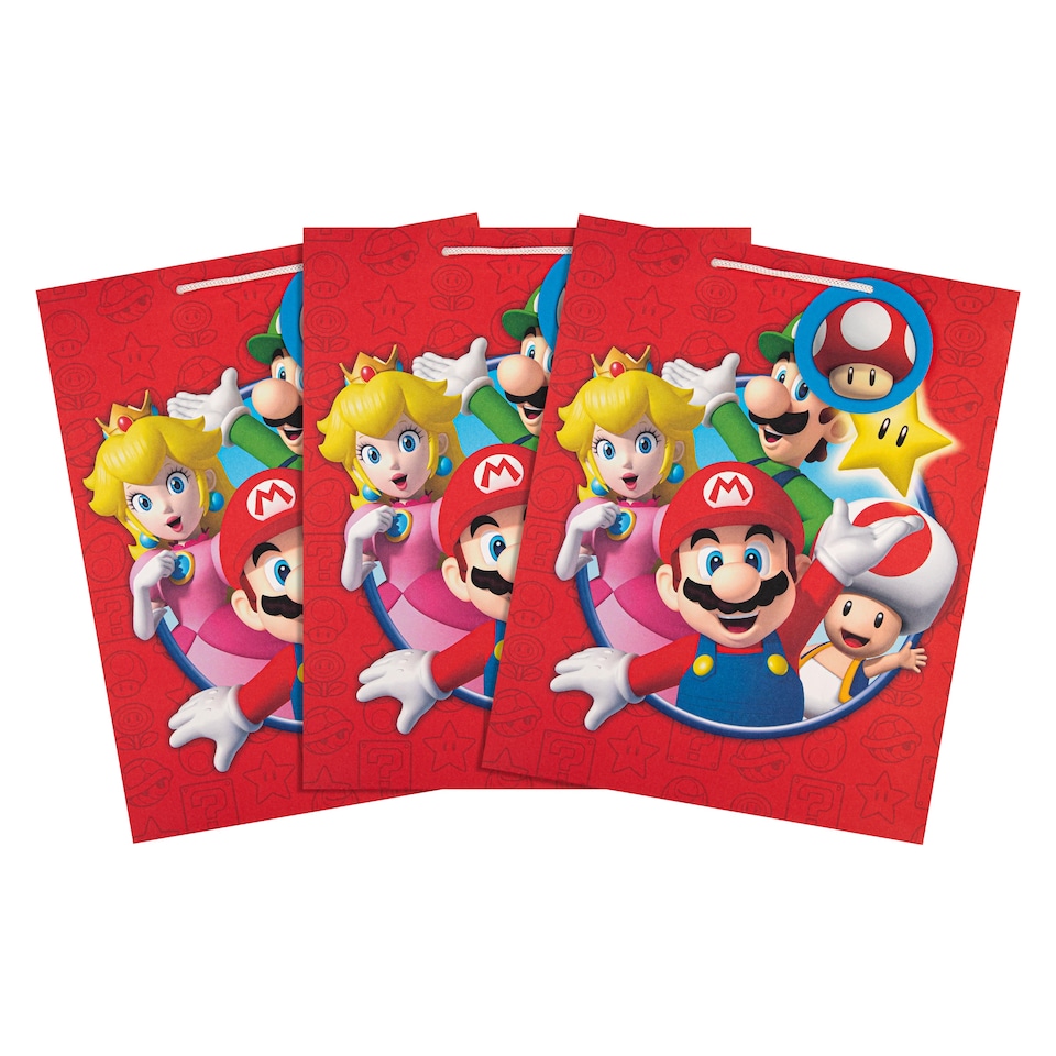 image 1 of Hallmark Pack Of 3 Large Gift Bags - Super Mario Bros Design