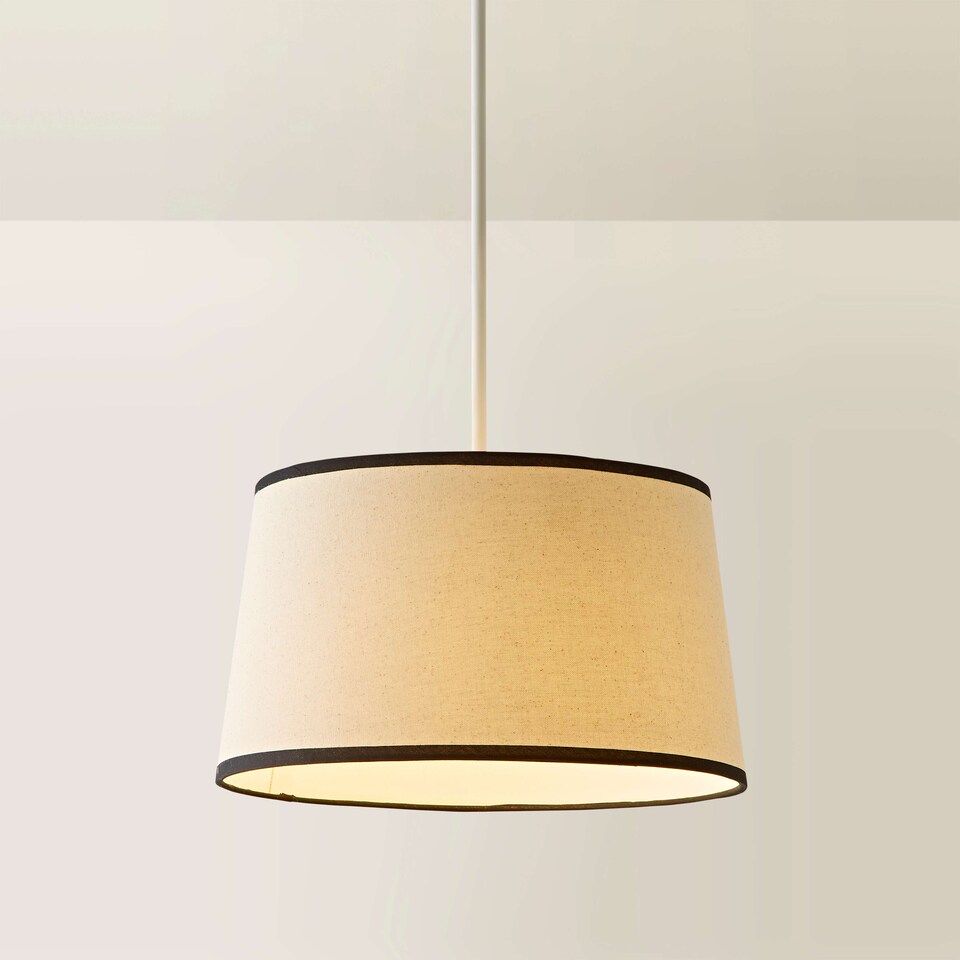 image 1 of ValueLights Aspen Medium Black Trim Tapered Lamp Shade | Black