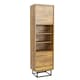 image 1 of Tall Display Cabinet 175cm – Oak Matt with Black Metal Frame & Hidden Storage N/A | Oak
