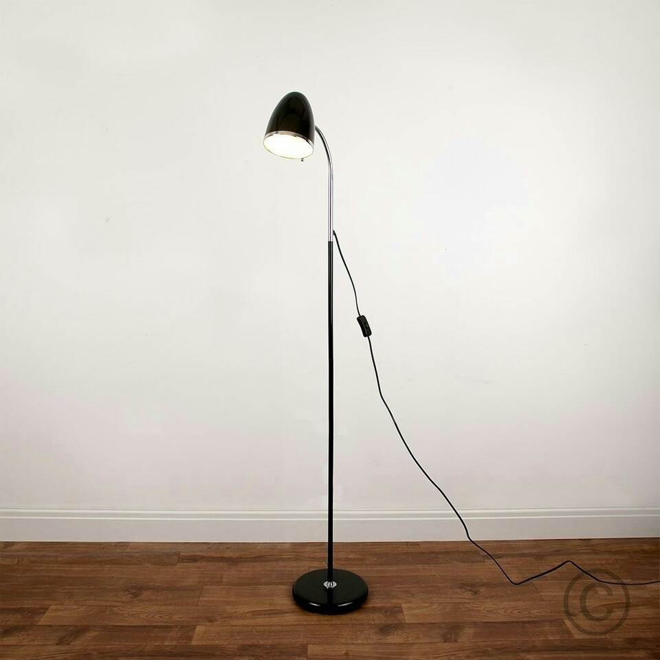 image 1 of ValueLights Kuppel Flexi Neck Black Floor Lamp