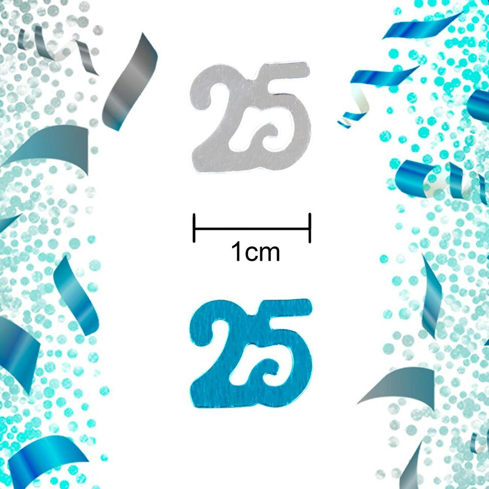 image 1 of 25th Confetti Blue & Silver 14G 2PK