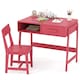 image 1 of COSTWAY Kids Desk and Chair Set with Drawer Pink