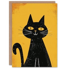 Cat Lover Animal Smile Cute Pet Orange Arty Birthday Card