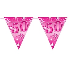 Qualatex Sparkle 50th Birthday Bunting - Pink - One Size