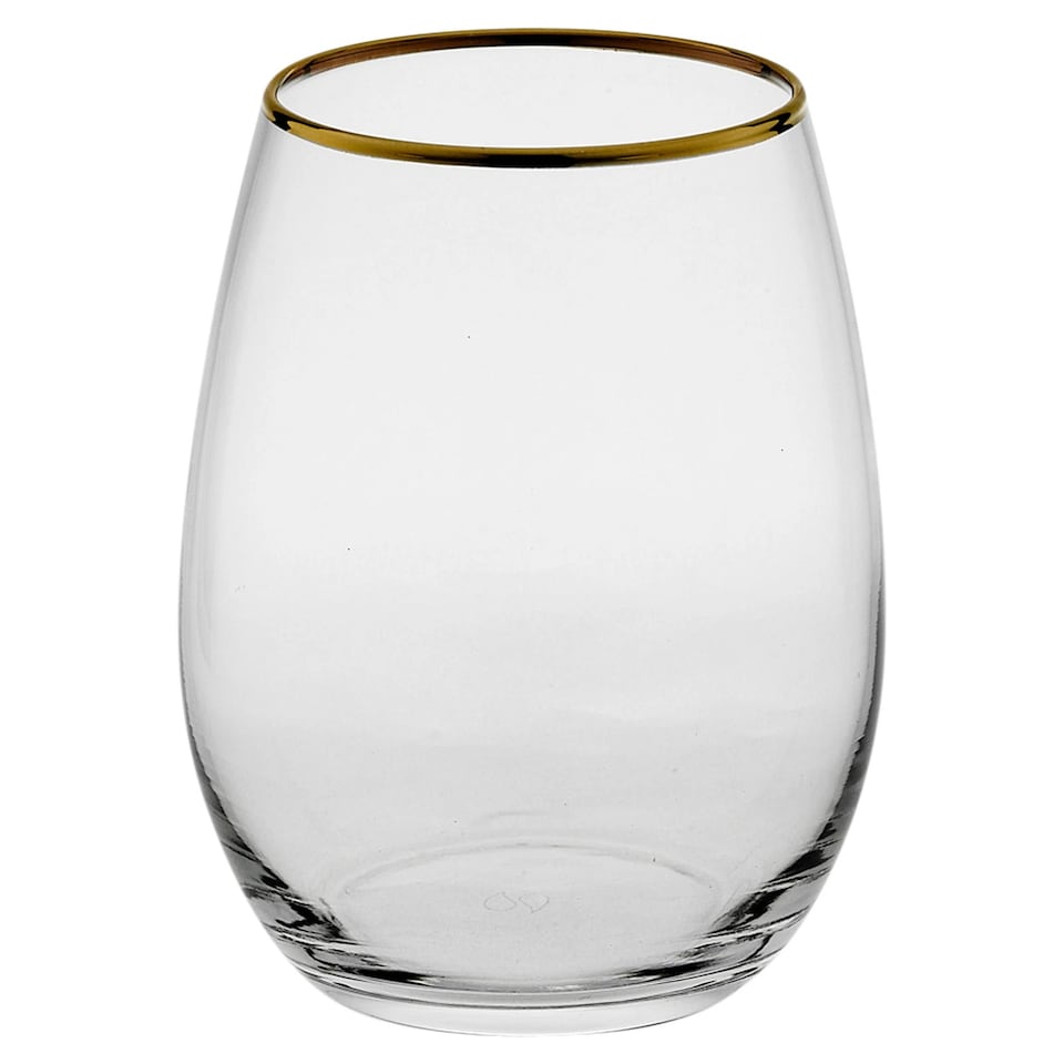 image 1 of Amber Tumbler Gold Rim Set Whiskey Glass Cocktail Goblet 570ml | Clear | Clear | Set of 12