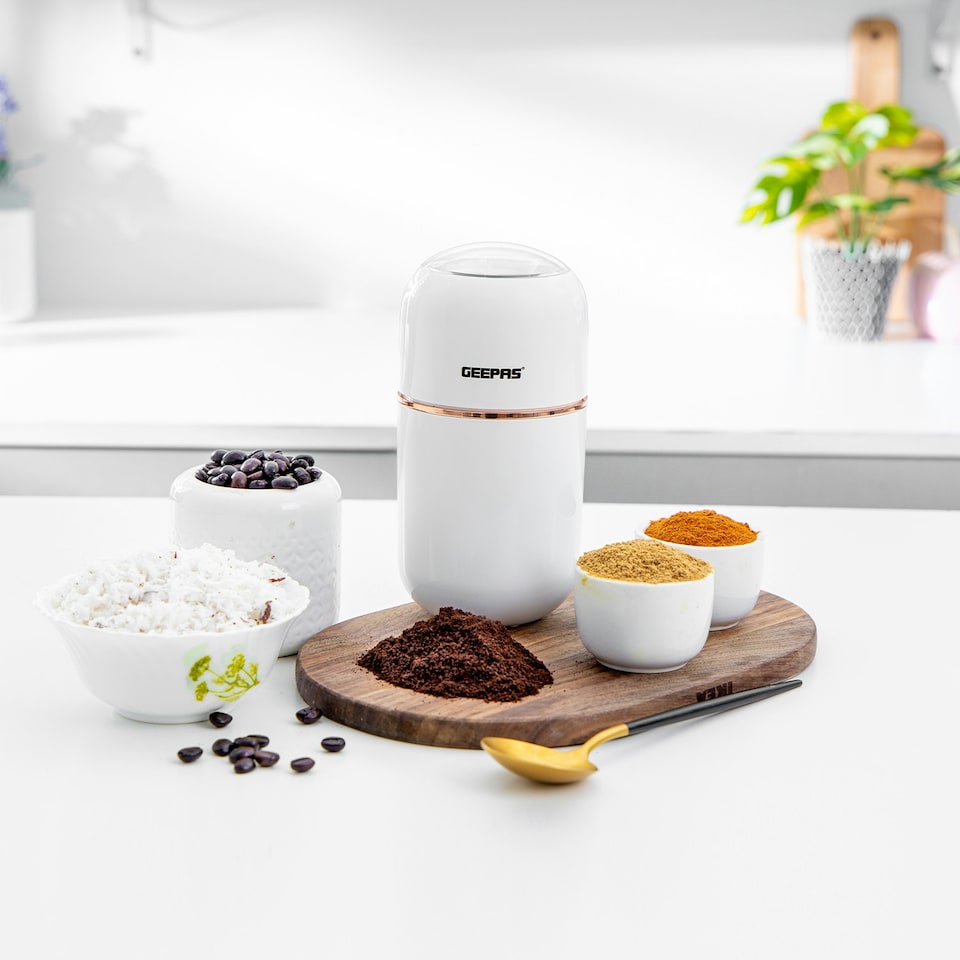 image 1 of GEEPAS Coffee Grinder 80 g Capacity , 200W - White