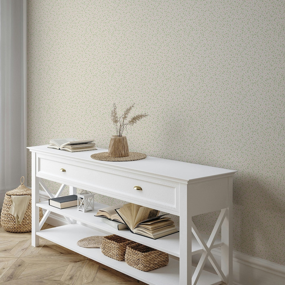 image 1 of Apple Blossom Wallpaper in Soft Sage N/A