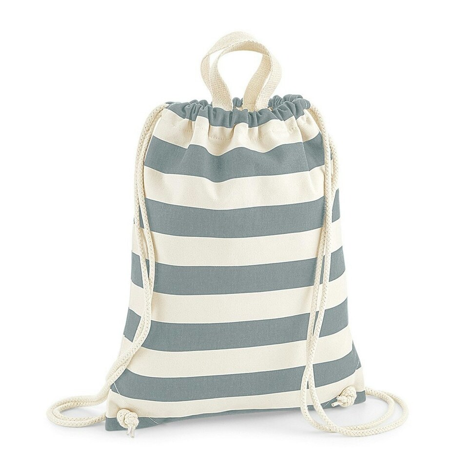Westford Mill Ladies/Womens Nautical Gymsac - Natural/Grey - One Size | Cream | One Size